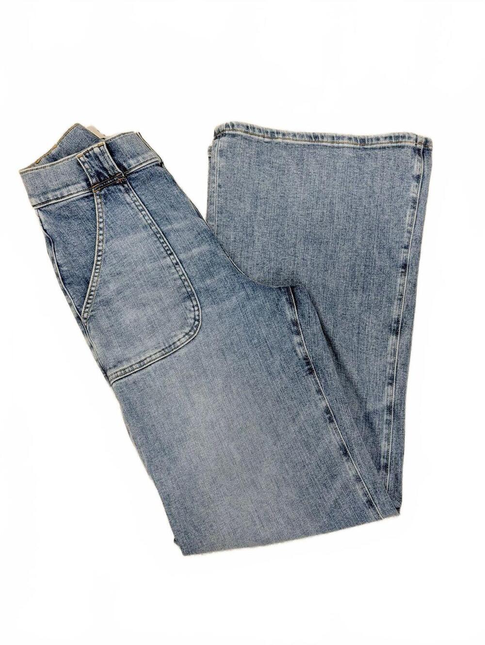 FRAME Modern Pocket High Rise Wide Leg Carpenter Jeans Blue Wash Size 27